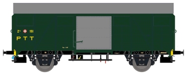 Exact-Train EX20947 - H0 - Gedeckte Güterwagen CFF Zk PTT, SBB, Ep. IV